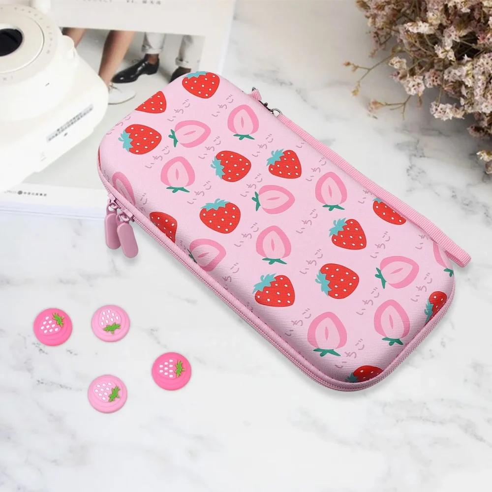 Carrying Case For Nintendo Switch Ns/Switch OLED Model，Hard portable travel case suitable strawberry themed switch accessories 2