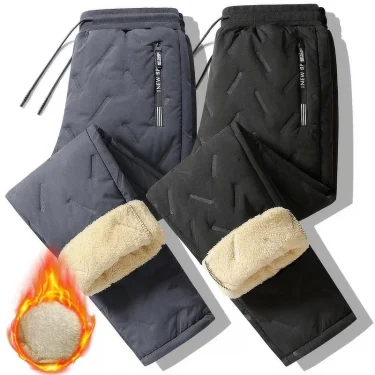 UETEEY Winter Fleece Pants Men Lambswool Thicken Warm Waterproof Trousers Male Casual Casual Thermal Man Joggers Sweatpants 2024 2