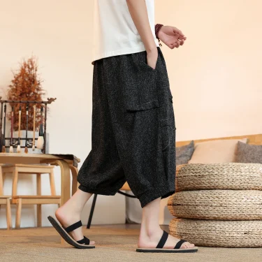 Summer Lantern Pants Men Japan Style Kimono Casual Pant Samurai Harajuku Loose Men Shorts Yukata Wide Leg Trousers Plus Size 5XL 5