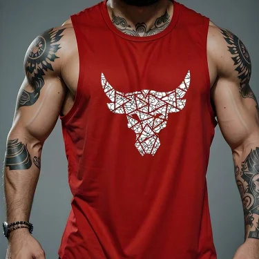 Funny Print Men's Tank Top Summer Daily Casual Man Sleeveless Shirt Quick Dry Breathable Gym T-shirt Fashion Loose Fitness Vest 3
