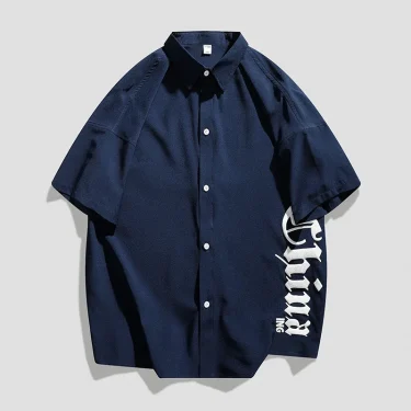 Summer New Mens Half sleeved Shirts Chain Streetwear Oversized Shirt Harajuku Hip Hop Trend Fashion Woman Large Size Casual Tops 5