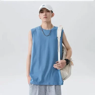 Men's Plus Size Bottoming Shirt Summer New Loose Thin Sleeveless O-Neck Casual Tank Tops Fashion Street Casual Men Clothing 4