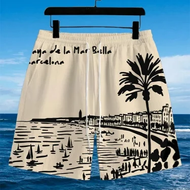 Men's Hawaiian Swim Trunks 3D Yellow And Black Car Print Beach Shorts Quick Dry Outdoor Leisure Sports Shorts Casual Men's Short 2