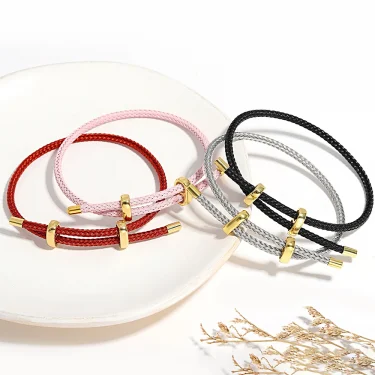 Greatera Trendy Red Thread String Bracelets for Women Men Stainless Steel Braided Rope Adjustable Charm Bracelet Unisex Jewelry 2