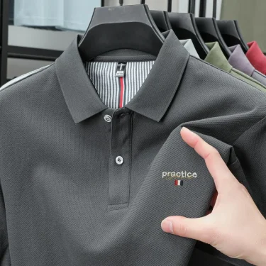 High end 100% pure cotton short sleeve polo shirt men's summer designer new brand letter embroidery Korean casual golf T-shirt 3