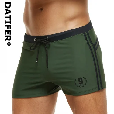 DATIFER Brand Summer Gym Shorts Men Breathable Fashion Adjust waist Swimming Shorts Men Trunks Sport SwimSuits Beach Pants 1