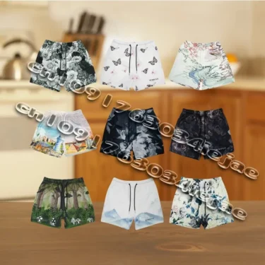 Summer New men short pant Rose Design Casual Shorts Street Hip Hop Fitness Polyester Fast Dry Breathable Embroidery Men Shorts 1