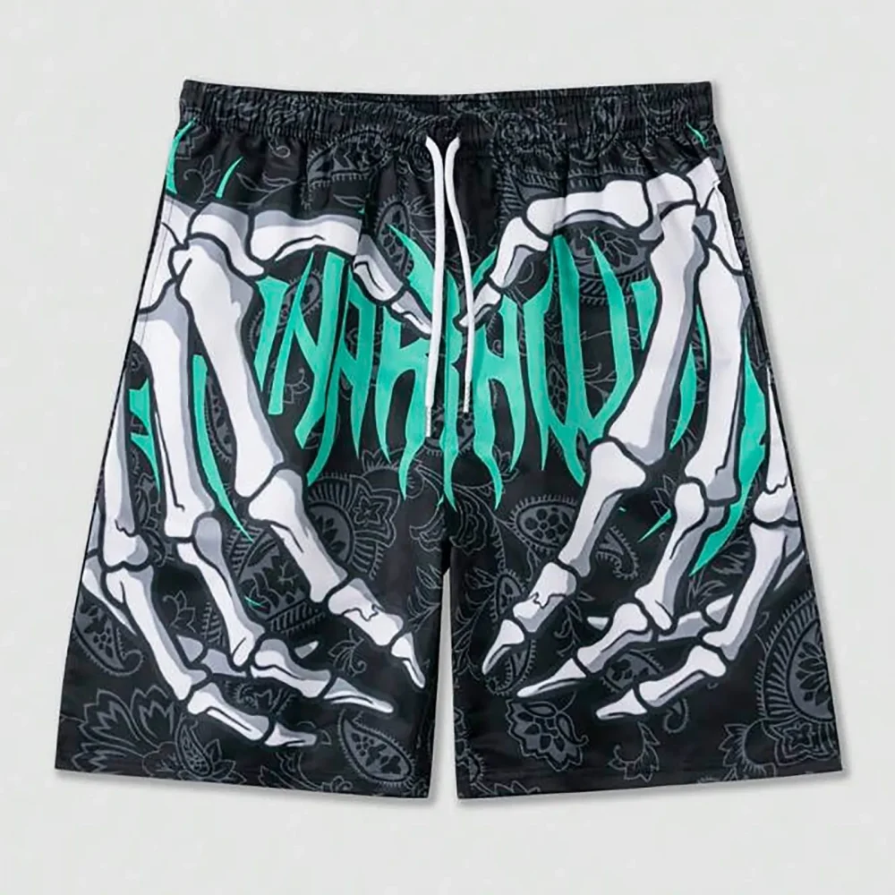 Elastic Waist Jogging Shorts Swim Trunks Board Shorts Summer New Beach Shorts With Hand 3D Print Y2k Shorts For Men 5