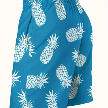 Men's Pineapple Print Quick-Drying Swim Trunks - Elastic Soft Lightweight Beach Shorts Adjustable Drawstring Belt for Surfing 3
