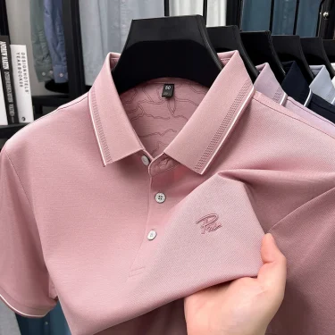 Men's Embroidered Cotton Short Sleeved Polo Shirt Designer Brand Lapel T-Shirt Fashion Simple Summer Breathable Top Men's Wear 3