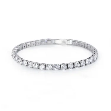Luxury Hiphop Iced Out 4mm Cubic Zirconia Crystal Tennis Bracelets For Women Men Gold Color Silver Color Bracelet Chain Jewelry 4