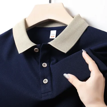 Men's Solid Color Casual Fashion Short Sleeved POLO Shirt Summer Comfortable Top 2