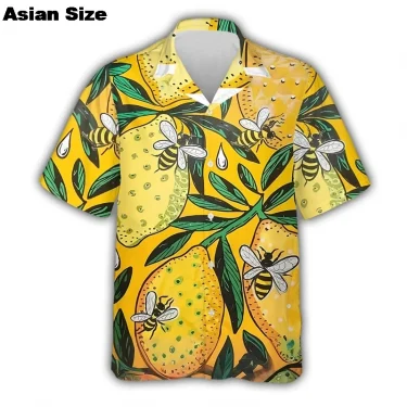 Cute Bee 3D Print Hawaiian Beach Shirts Men Women Casual Fashion Streetwear Short Sleeve Shirt Blouse Harajuku Man Clothing 4