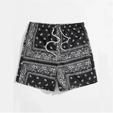Trend Bandana Pattern Beach Shorts for Men's Summer Fashion 3D Printed Swimmers Loose Casual Street Wear Hawaiian Shorts New 1
