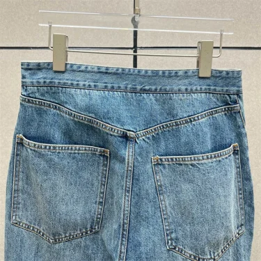 Women's jeans New retro pure cotton low waist straight leg pants for summer 2025 Asymmetric zipper decoration women's pants y2k 6