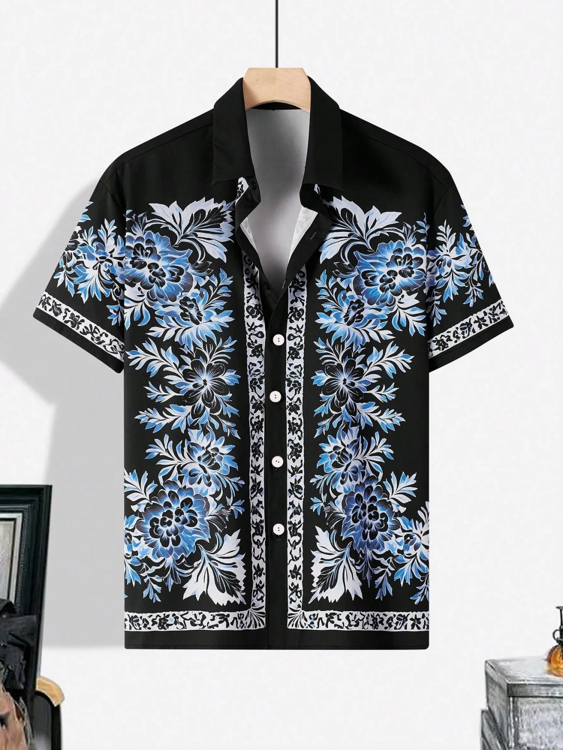 Men'S Summer Printed Vacation Shirt T-Shirt Loose Casual Button Cardigan Fashionable And Handsome Half Sleeved Men'S Top 6