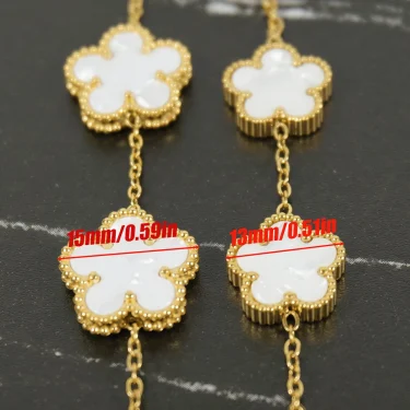 Y2K Style Metal Double Sided Plum Blossom Plant Five Leaf Flower Adjustable Bracelet Stainless Steel Luxury Women's Clover 1PC 4
