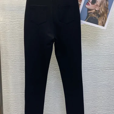 Retro luxury spring pants new black leggings fashion Joker feet pants wearing elastic high waist pencil pants. 2
