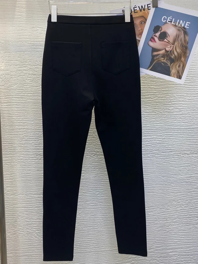 Retro luxury spring pants new black leggings fashion Joker feet pants wearing elastic high waist pencil pants. 2