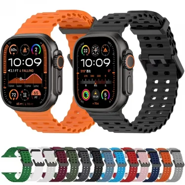 Ocean Silicone Strap for Apple Watch Ultra 2 1 49mm Men's Women's Breathable Bracelet series 10 46mm 42mm 9 8 7 6 5 SE 45mm 44mm 1