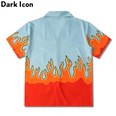 Dark Icon Flame Polo Shirt Men Summer Thin Material Holiday Beach Hawaiian Shirts Vintage Men's Shirt 2
