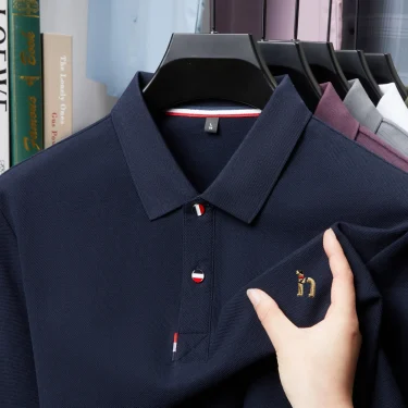 Fashion luxury brand 100% cotton polo shirt short sleeve summer men's trend cartoon dog embroidery Korean style casual T-shirt 2