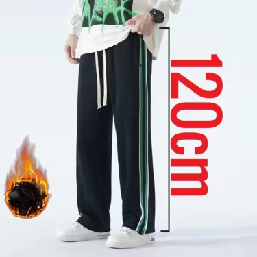 New Tall Men Pants Extra Long Length Straight Legs Winter Autumn Fleece Warm Sweatpants Male 200 Cm 190cm Lengthen 120cm Trouser 1