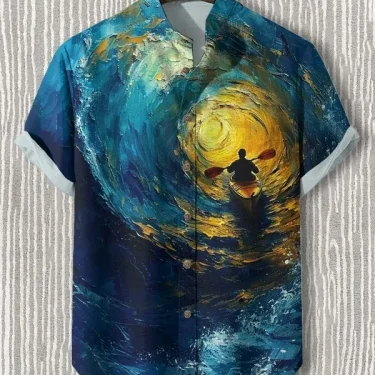 Men's Beautiful Graphics Shirts Short Sleeve Button Down Lapel Shirts For Summer Oversized Tops Vacation Casual Hawaiian Shirts 1