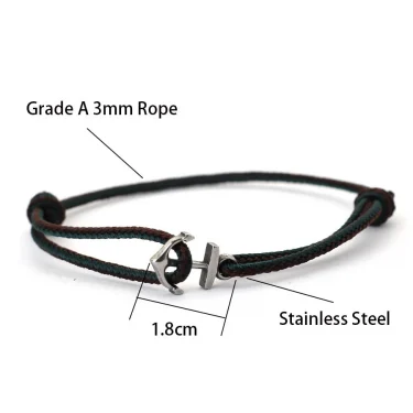 Novel Anchor Bracelet For Men Grade A 3mm Ethnic Thin Marine String Braslet Handmade Adjustable Beach Surfing Nautical Braclet 5