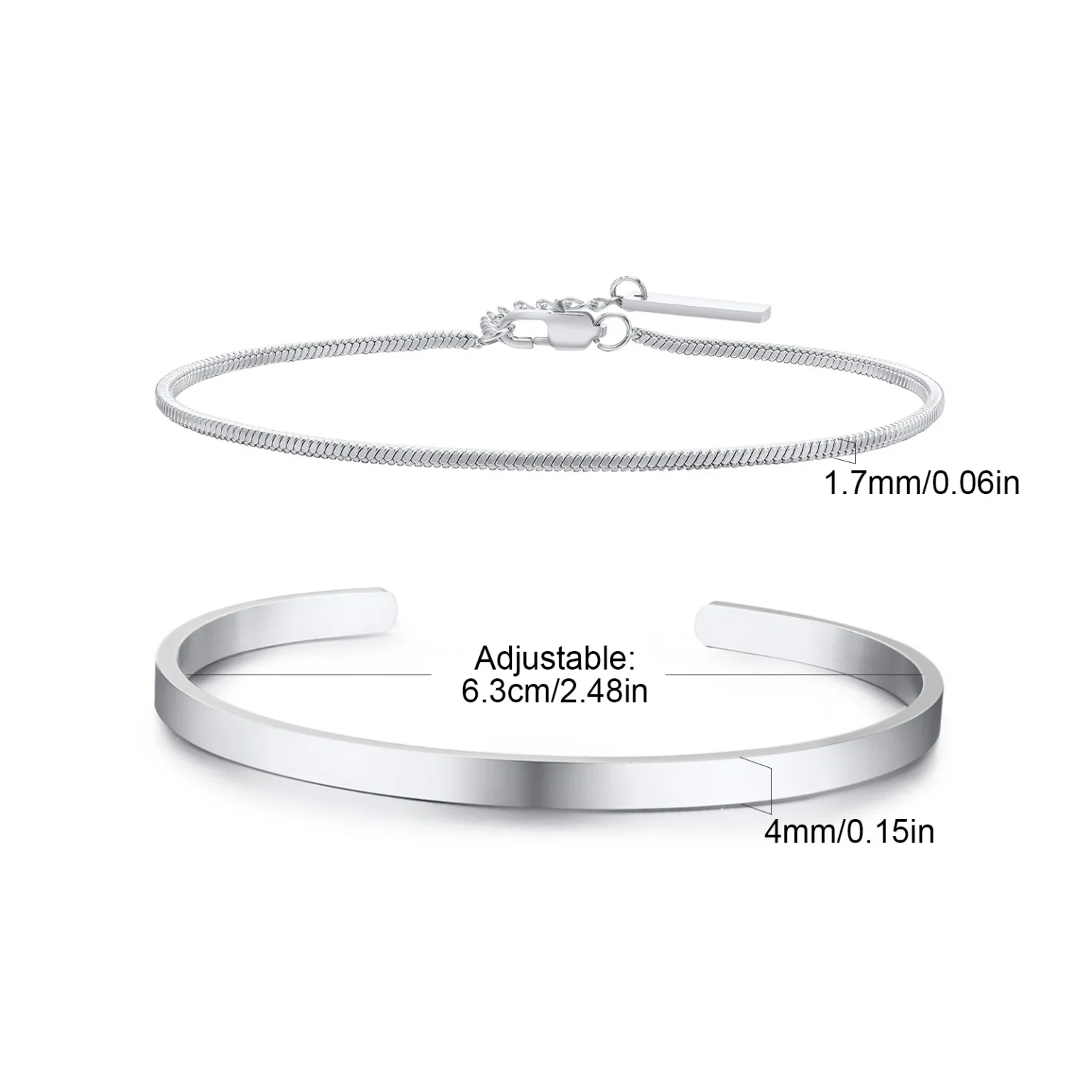 Vnox Mens Stainless Steel Bracelets Set, Stacked Open Cuff Bangles, Black Snake Link Chain Wristband Jewelry Gift 3
