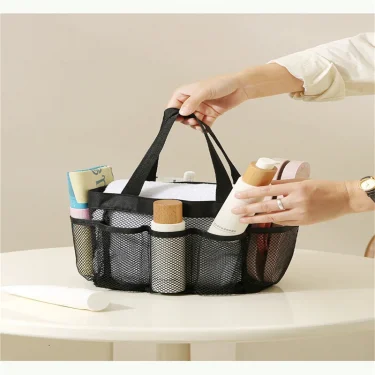 Large Capacity Mesh Beach Bag Foldable Breathable Tote For Swimming Travel Grocery One Shoulder Handheld Wash Bag 2024 New 1