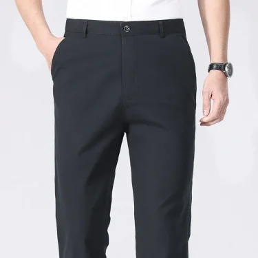 Summer Thin Men's Pants 100% Cotton Straight Tube Solid Color Work Pants Office Casual Pants Versatile and Fashionable Pants 6