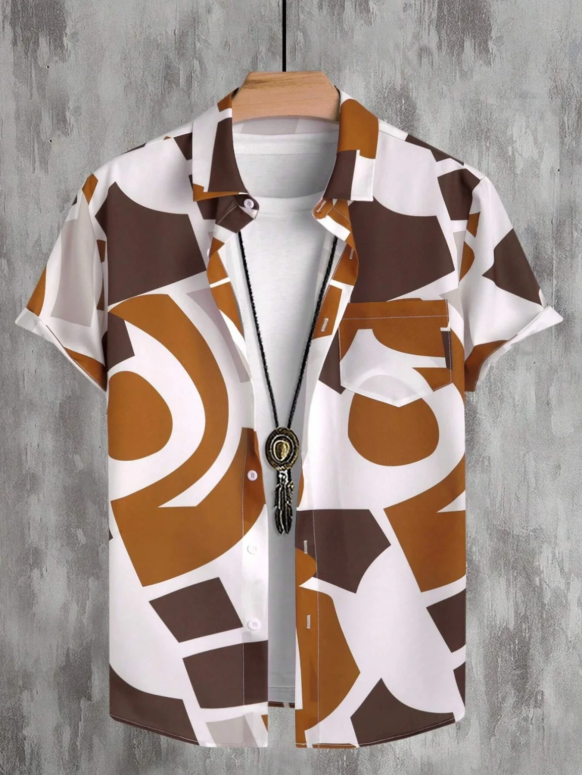 Men's Lapel Shirts Women's Irregular Pattern Print Design Casual Short Sleeve Button-Down Shirts Casual Tops 2