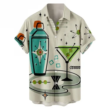 Summer Fashion Vacation Color Printed New Casual Lapel Short Sleeve Thin Hawaiian Flower Shirt Men's Affordable Cardigan 3