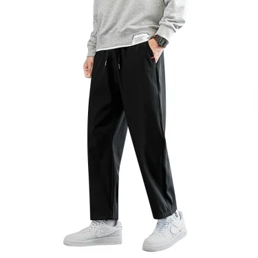 Plus Size Trousers Men's New M-8XL Ice Silk Pants Drawstring Feet Leisure Sports Running Fitness Harajuku Trousers 6