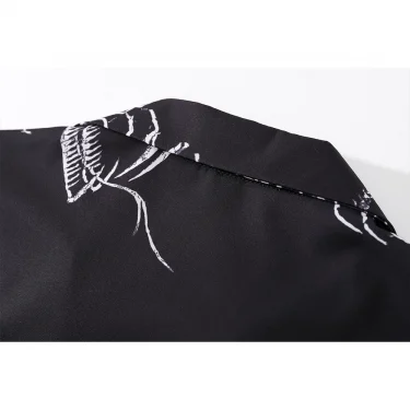 Dark Icon Skeleton Dragon Casual Men's Shirt Summer Thin Material Shirt Men Polo Collar Shirts Short Sleeve Top 3