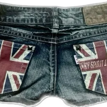 Britain Fashion Brand Women Rider Motorcycle Hot melt Printing Shorts Hot Girl Sexy Washed Denim Shorts Low Waist Mini Skirts 1