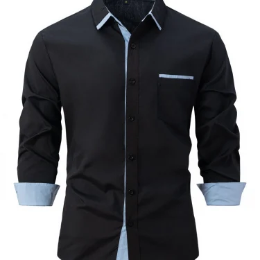 Europe and the United States 2025 new fashion men's spring and autumn cotton men match color business slim casual shirt long sle 5