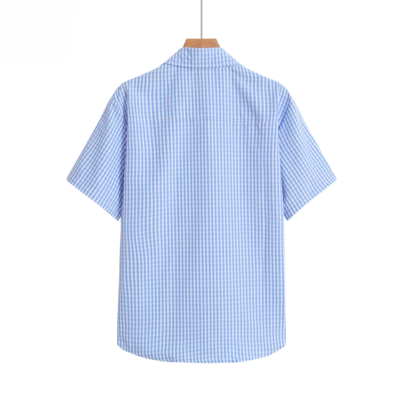 Blue Plaid Shirt Men Shirts New Summer Fashion Chemise Homme Mens Checkered Shirts Button Up Short Sleeve Shirt Men Blouse 2