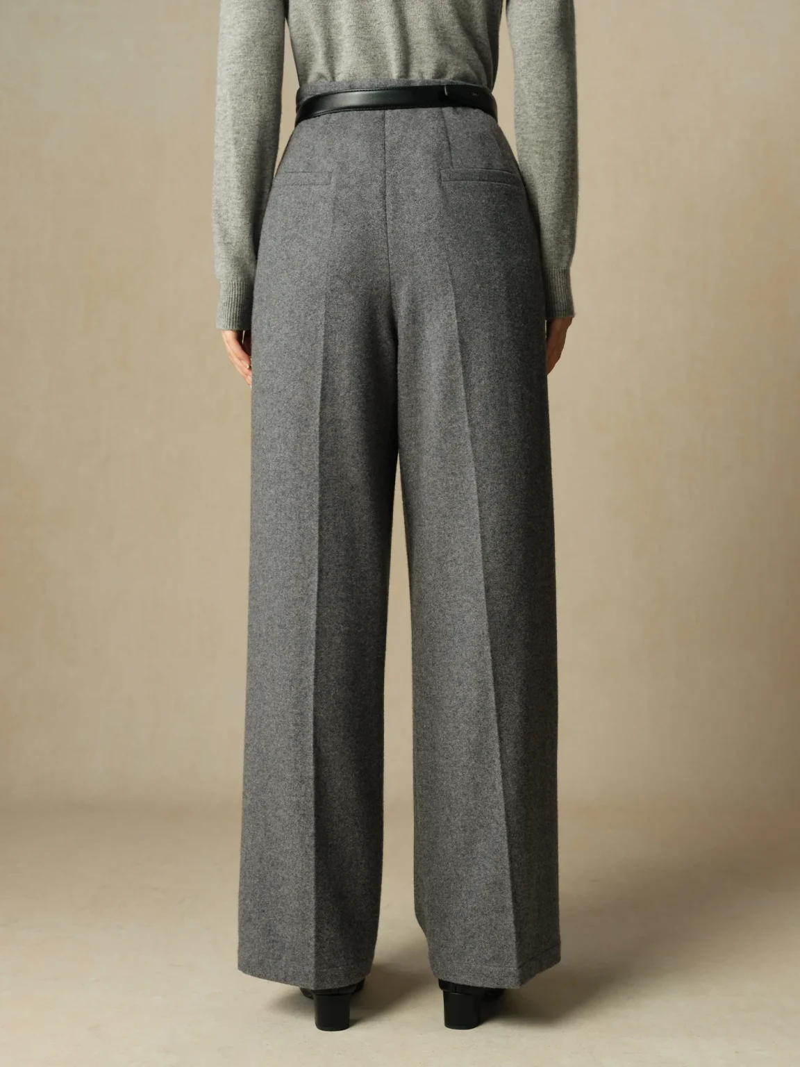 DUSHU 53.1% Wool Women Winter Trousers Black Commuter Simple Wool Blended Straight Pants Winter Thicken Grey Pant 24DH84070 2