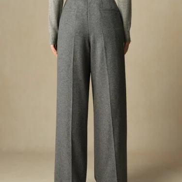 DUSHU 53.1% Wool Women Winter Trousers Black Commuter Simple Wool Blended Straight Pants Winter Thicken Grey Pant 24DH84070 2