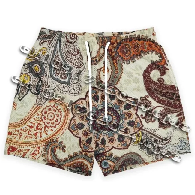 Summer New men short pant Rose Design Casual Shorts Street Hip Hop Fitness Polyester Fast Dry Breathable Embroidery Men Shorts 2