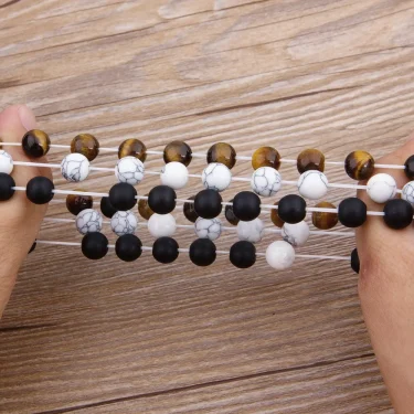 XQNI Marble Tiger Eye Bead Bracelet with Cubic Zircon Hand Jewelry Natural Stone Beads Bracelet Elastic Stretch Men Bracelet 3