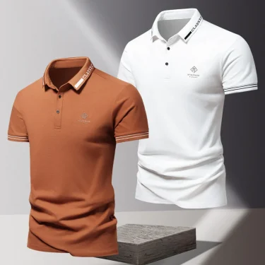 Summer men's POLO shirt fashionable ice silk quick drying short sleeved T-shirt solid color loose fitting business collar top 6