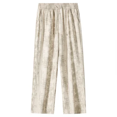 New men's slacks in summer printed loose wide-leg pants Hong Kong style wide-legged sports mop pants tie-dye draped trousers 3