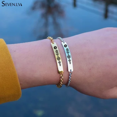 Spotify code music Bracelet Stainless Steel custom name alphabet symbol Bracelet Valentine's Day gift for men and women couples 5