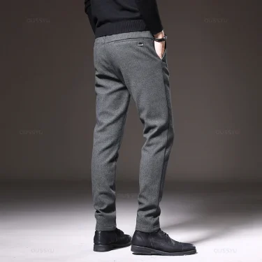 Mingyu Brand Winter New Men's Warm Casual Pants Business Fashion Fleece Thick Office Stretch Blue Trousers Male Plus Size 28-38 3