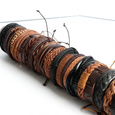 10Pcs/lot Vintage Leather Adjustable Bracelets Bangle For Women Men Mix Style Adjustable Fashion Jewelry Party Gifts 4