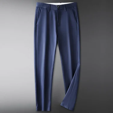 SHAN BAO Summer Brand Bamboo Fiber Thin Cotton Stretch Men's Fit Straight Pants Business Casual High Waist Lightweight Trousers 4
