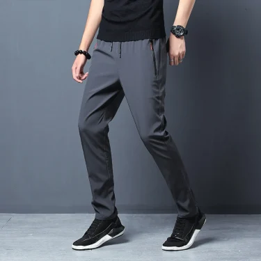 Summer men's ice silk quick drying casual pants slim fit Korean version ice silk pants sports pants straight tube quick drying p 3